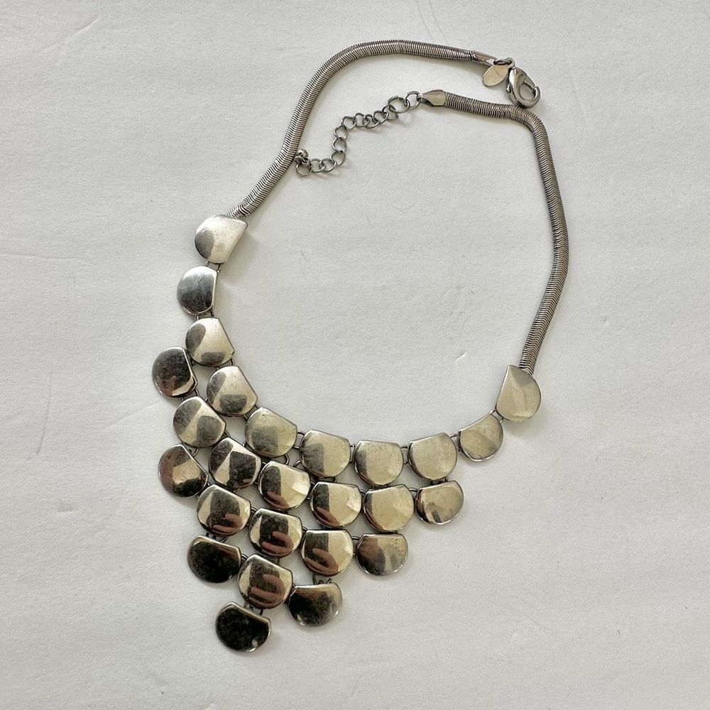Express Silver Tone Graduated Statement Necklace - image 2